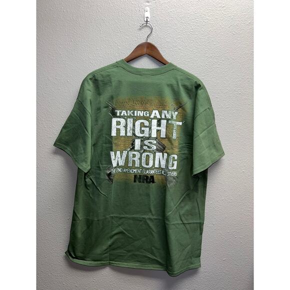 Vintage NRA Shirt 2nd Amendment Taking Any right is wrong Green Rifle Gun XL - Picture 1 of 8